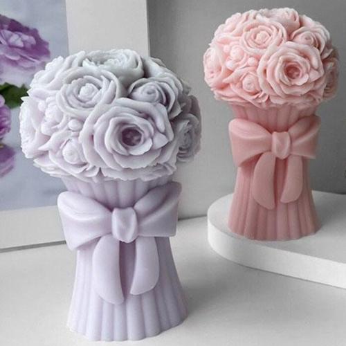 Lyba Moulds Rose Flower Bouquet Candle Silicone Mould - Bakeware India