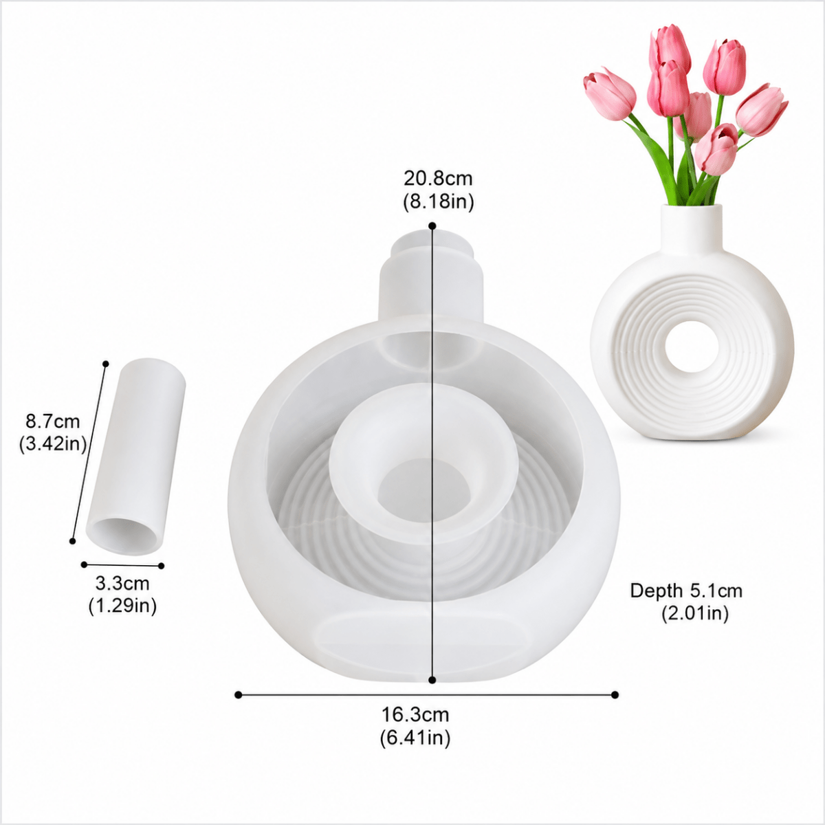 Lyba Moulds Round Donut Vase Concrete Resin Silicone Mould - Bakeware India