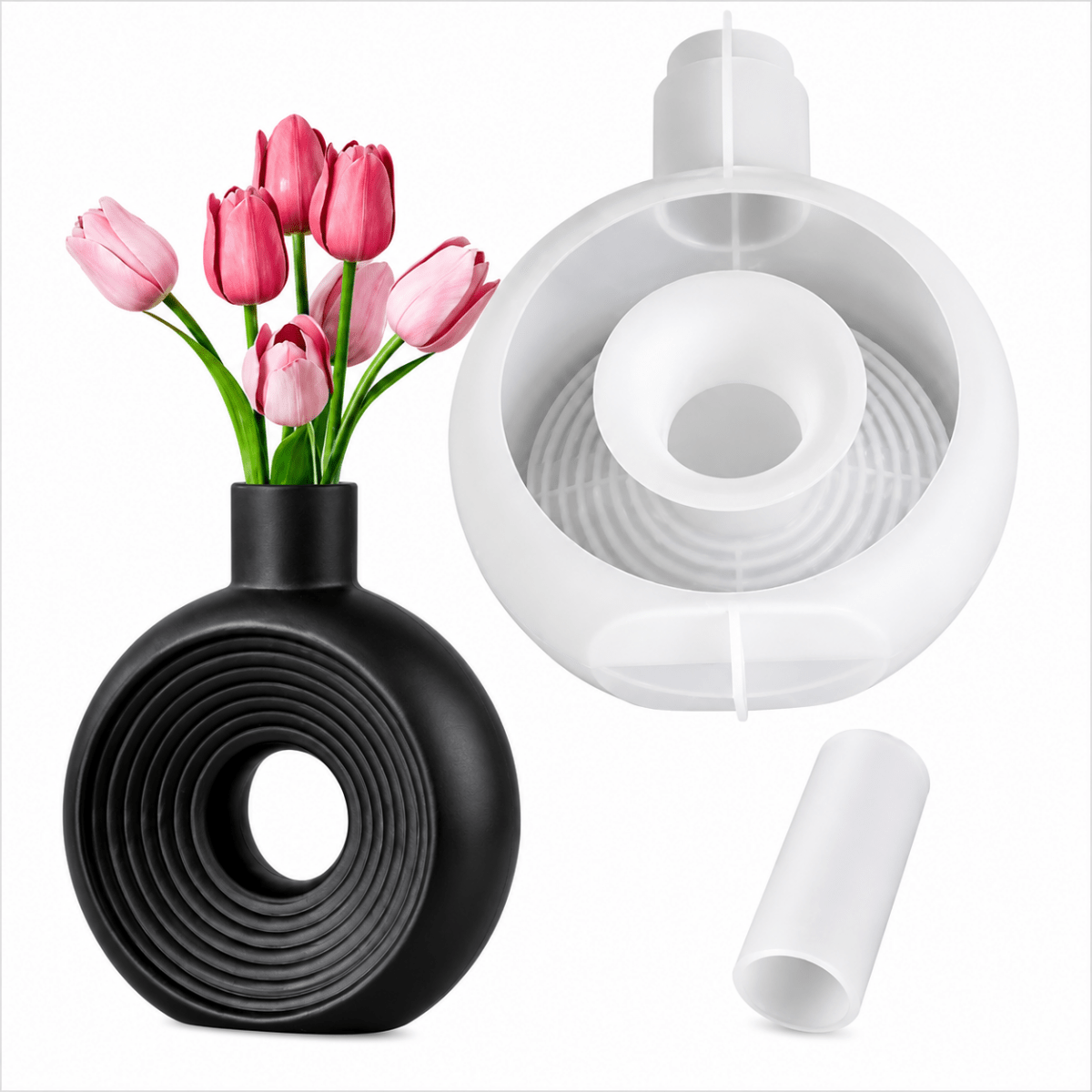 Lyba Moulds Round Donut Vase Concrete Resin Silicone Mould - Bakeware India