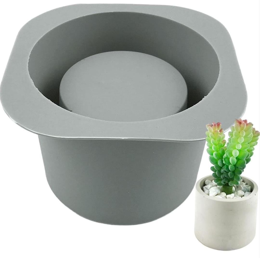 Lyba Moulds Round Jar Pot Concrete Planter Candle Resin Silicone Mould - Bakeware India