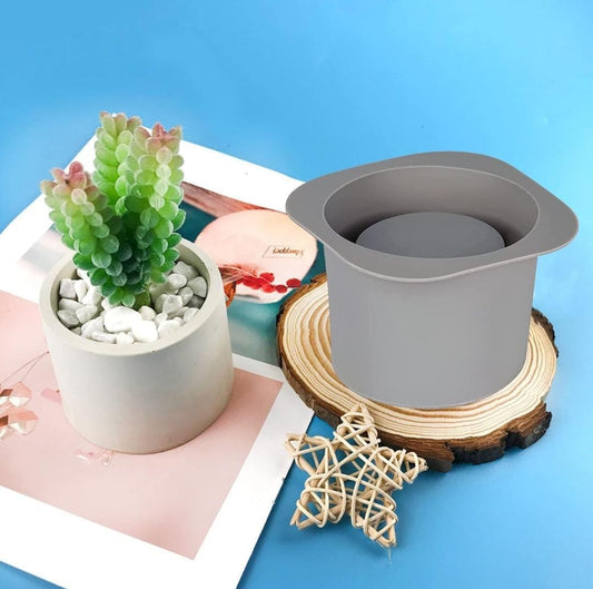 Lyba Moulds Round Jar Pot Concrete Planter Candle Resin Silicone Mould - Bakeware India