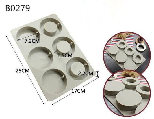 Lyba moulds Round Ring Disc Tablet Aromatherapy Silicone Mould, 6 Cavities - Bakeware India