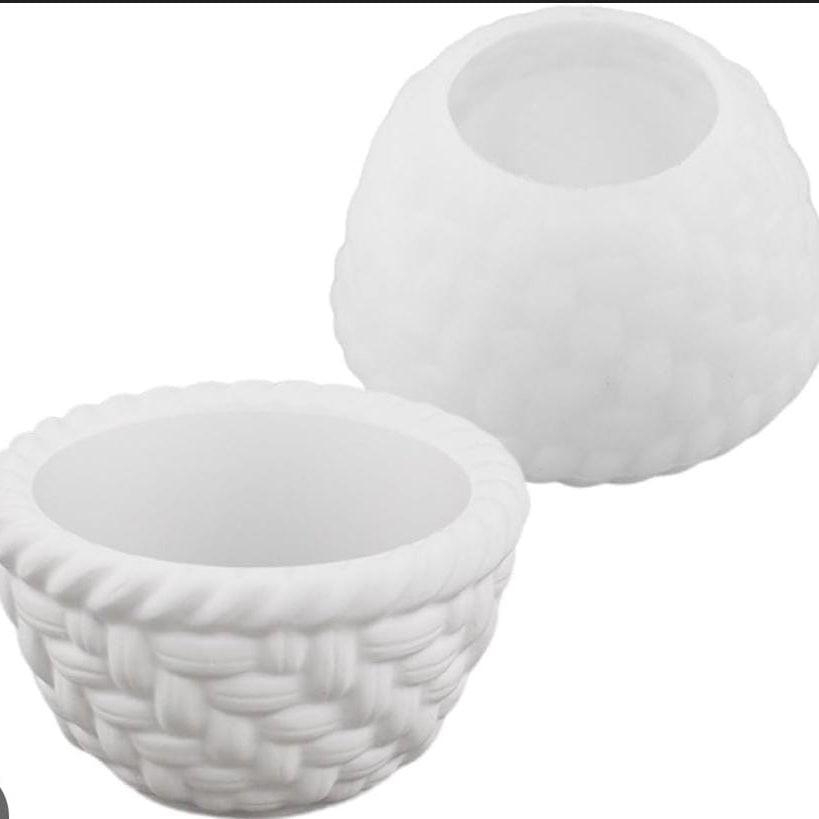 Lyba Moulds Round Woven Basket Jar Pot Candle Silicone Mould - Bakeware India