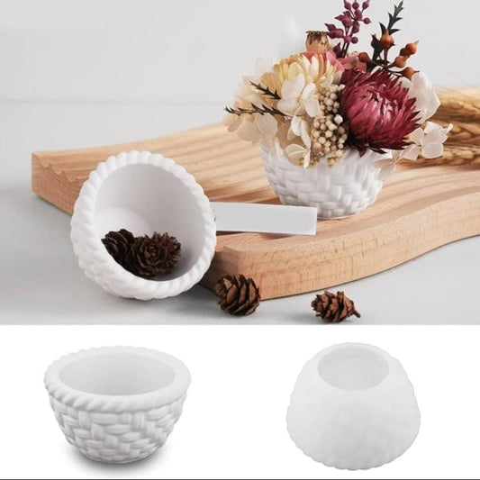 Lyba Moulds Round Woven Basket Jar Pot Candle Silicone Mould - Bakeware India