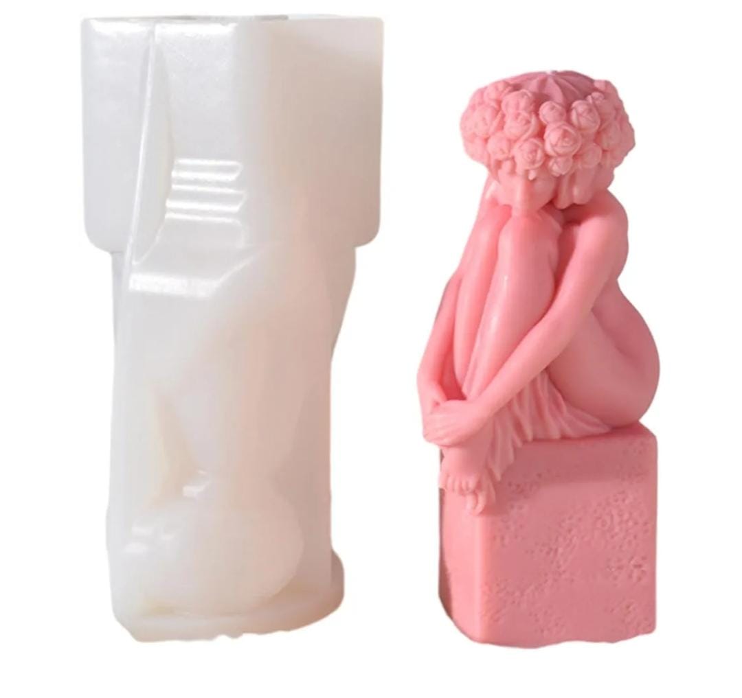 Lyba Moulds Sitting Lady Candle Silicone Mould - Bakeware India