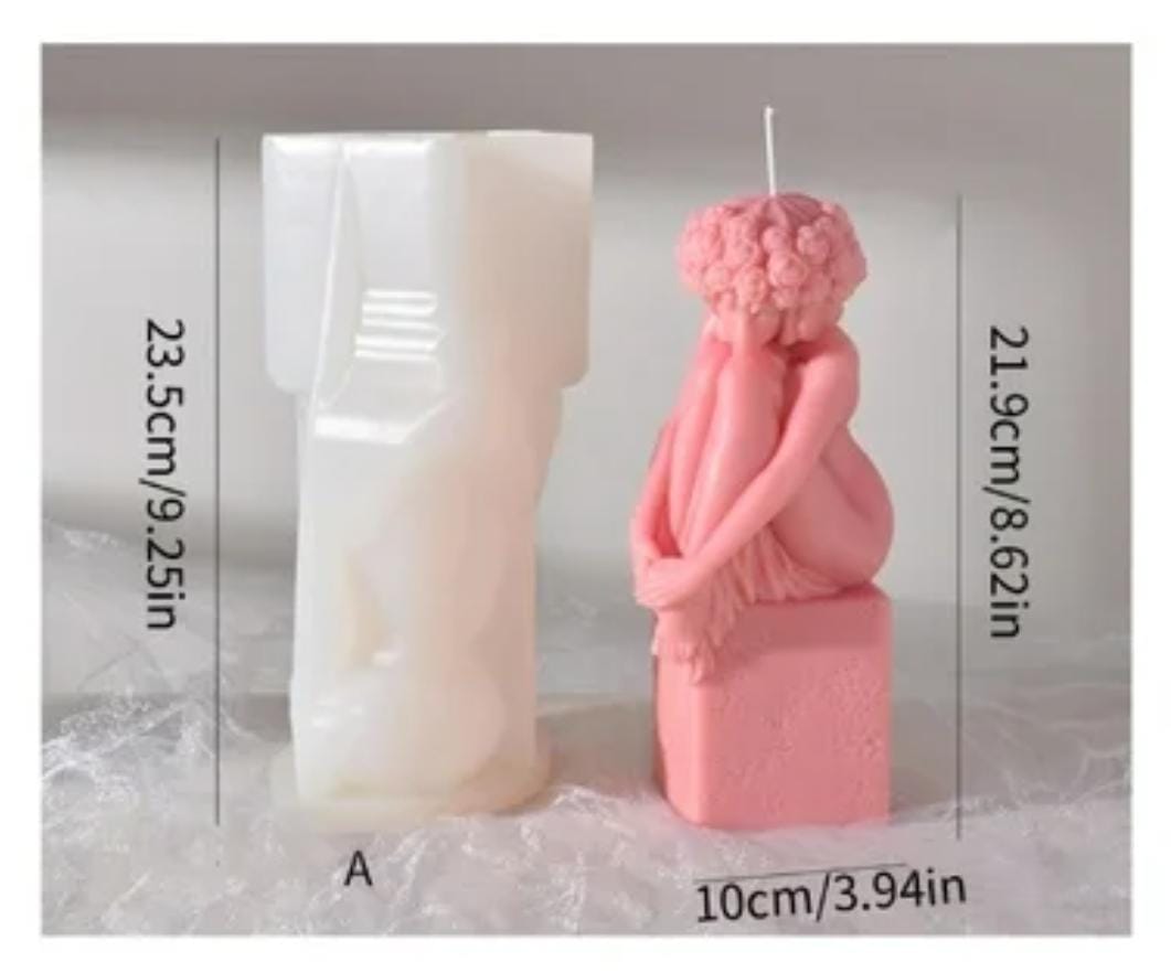 Lyba Moulds Sitting Lady Candle Silicone Mould - Bakeware India