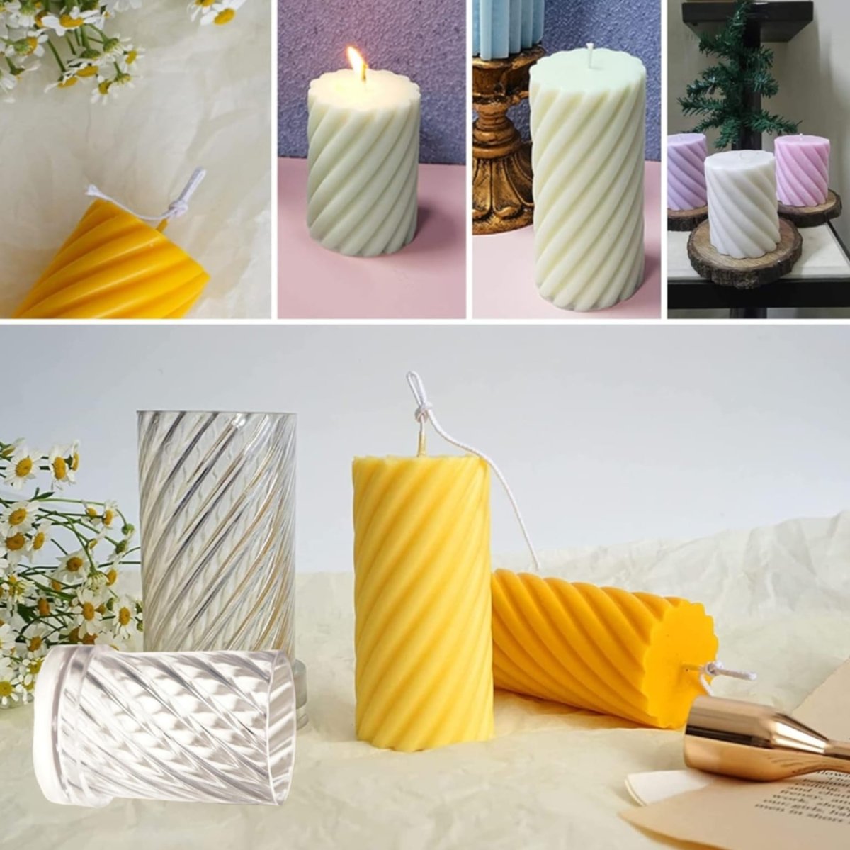 Lyba moulds Spiral Pillar Polycarbonate Candle Mould (Select size) - Bakeware India