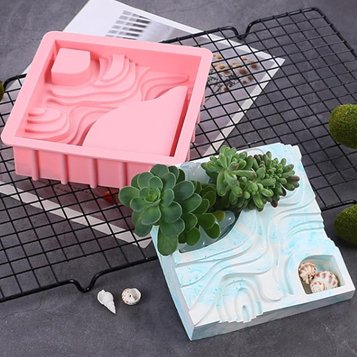 Lyba moulds Square Planter Stairs Concrete Silicone Mould - Bakeware India