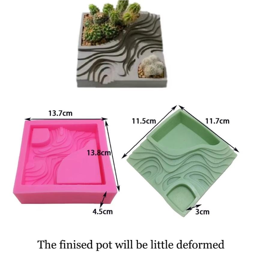 Lyba moulds Square Planter Stairs Concrete Silicone Mould - Bakeware India