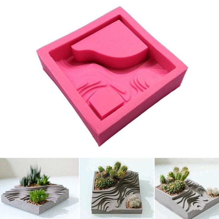 Lyba moulds Square Planter Stairs Concrete Silicone Mould - Bakeware India