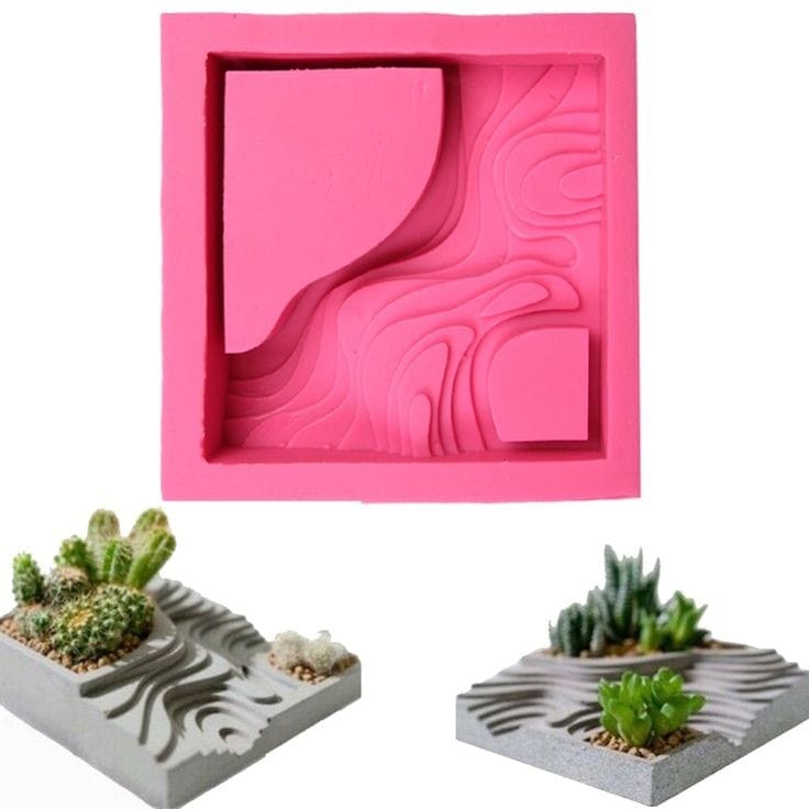 Lyba moulds Square Planter Stairs Concrete Silicone Mould - Bakeware India