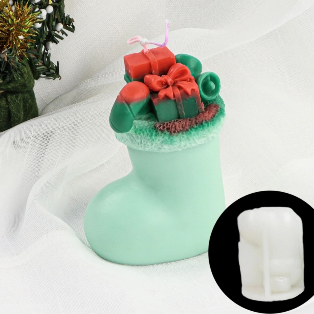 Lyba Moulds Stocking Christmas Candle Silicone Mould - Bakeware India