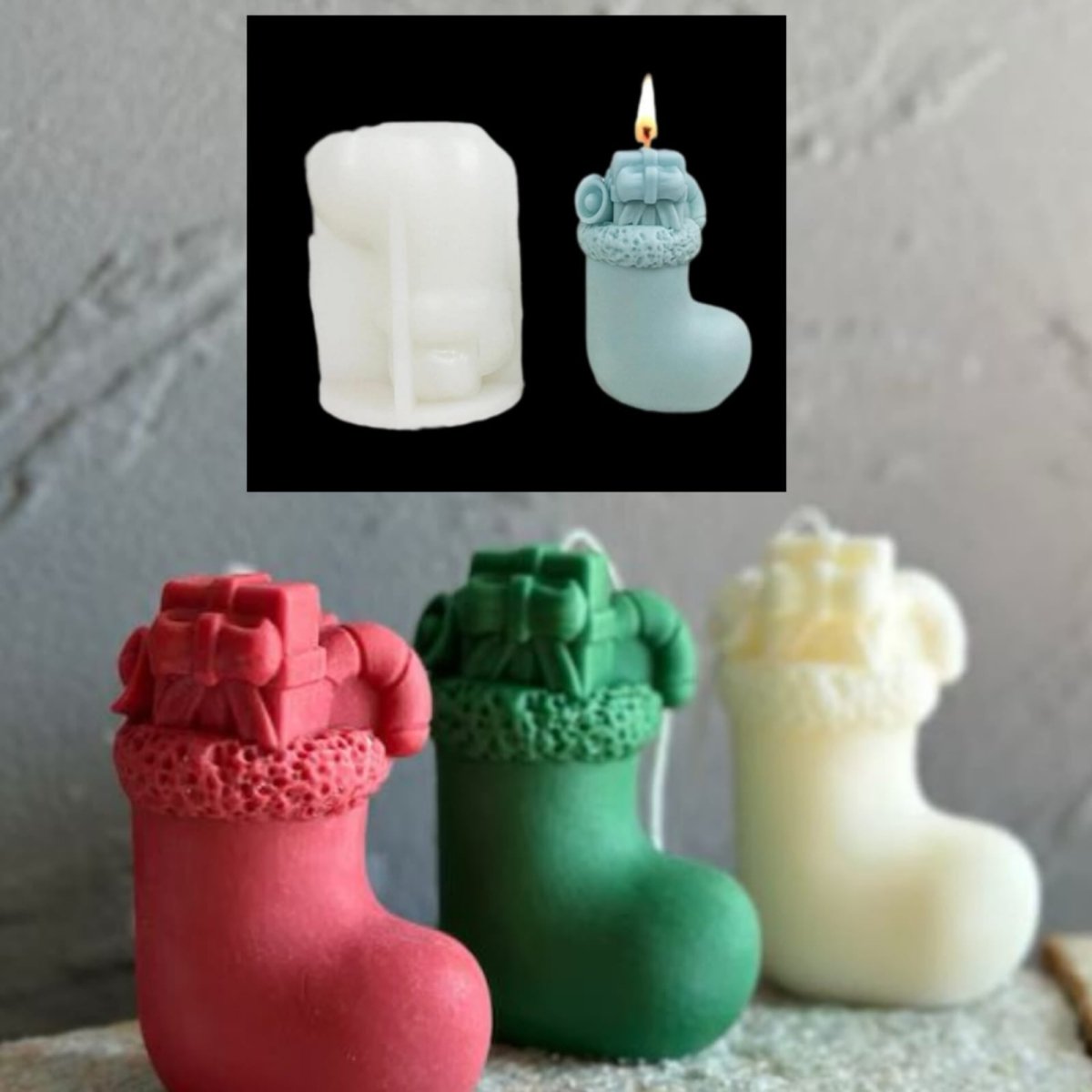 Lyba Moulds Stocking Christmas Candle Silicone Mould - Bakeware India