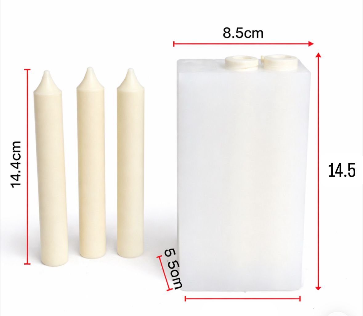 Lyba Moulds Straight Pillar Candle Silicone Mould, 6 cavity - Bakeware India