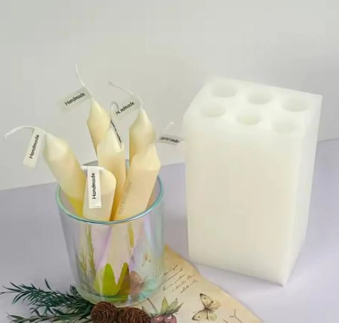 Lyba Moulds Straight Pillar Candle Silicone Mould, 6 cavity - Bakeware India