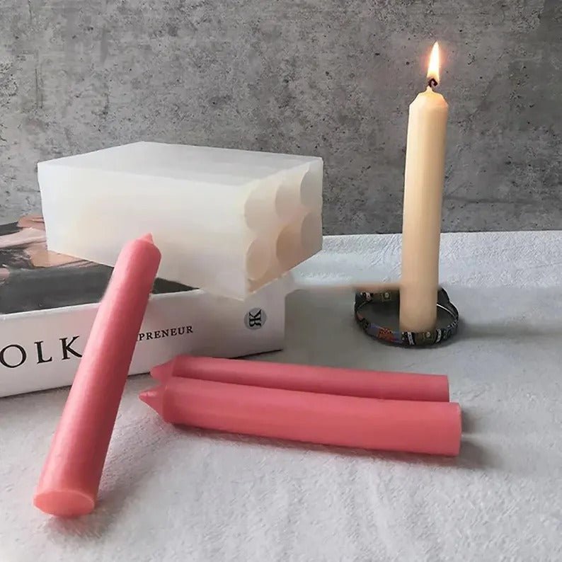 Lyba Moulds Straight Pillar Candle Silicone Mould, 6 cavity - Bakeware India