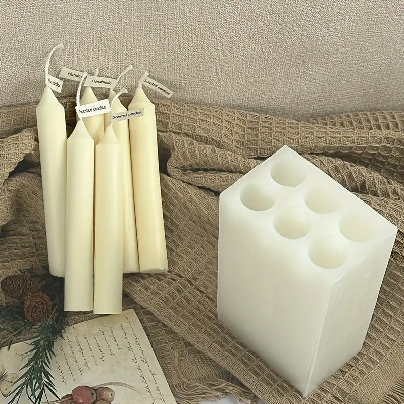 Lyba Moulds Straight Pillar Candle Silicone Mould, 6 cavity - Bakeware India