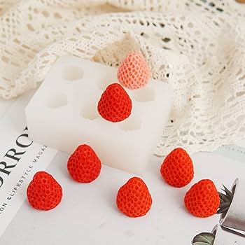 Lyba moulds Strawberry Candle Silicone Mould, 6 Cavity - Bakeware India