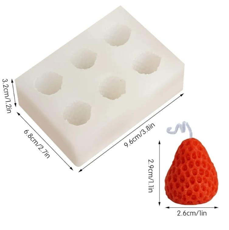 Lyba moulds Strawberry Candle Silicone Mould, 6 Cavity - Bakeware India