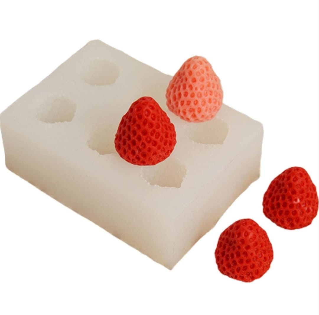 Lyba moulds Strawberry Candle Silicone Mould, 6 Cavity - Bakeware India