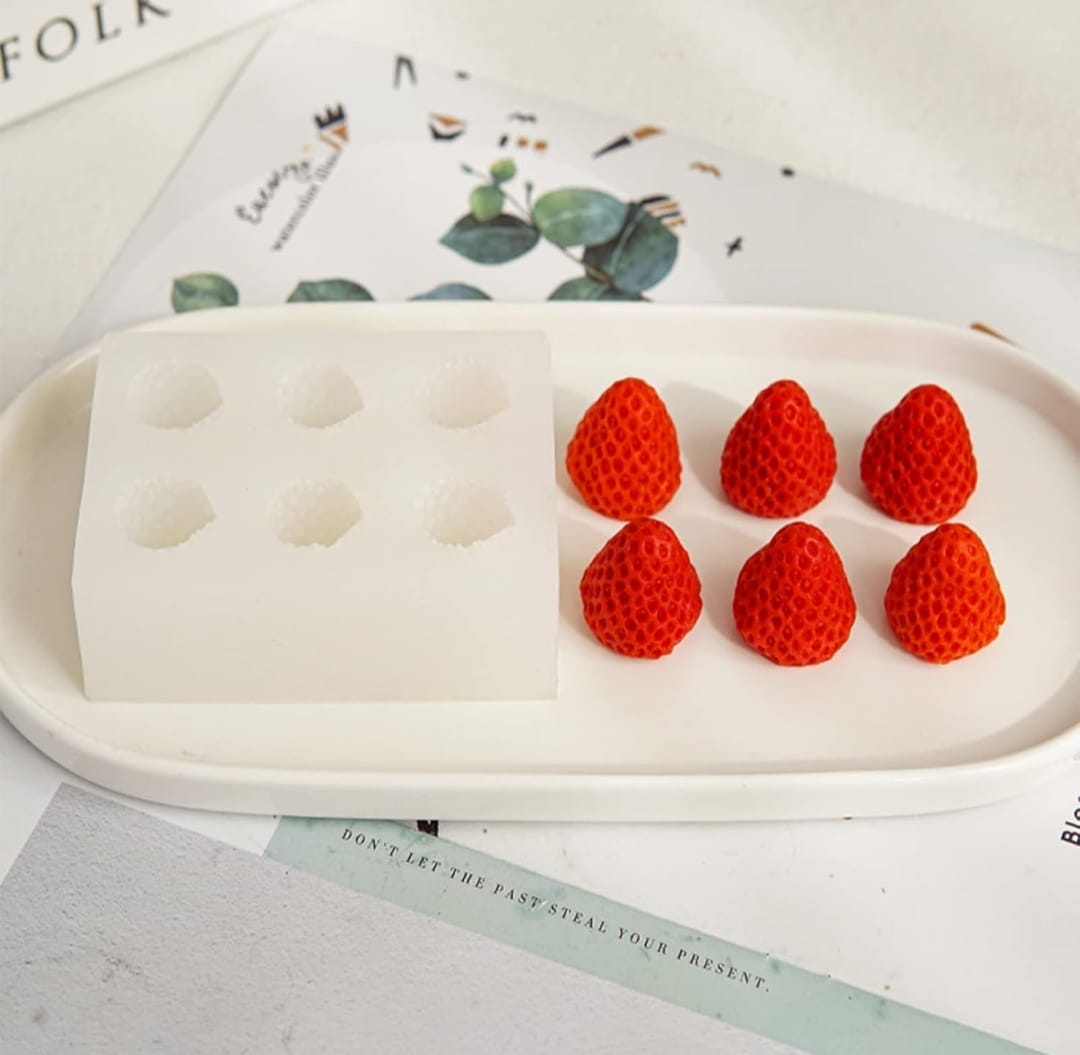 Lyba moulds Strawberry Candle Silicone Mould, 6 Cavity - Bakeware India