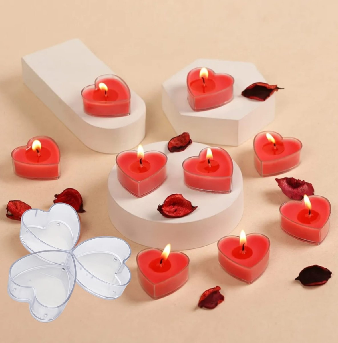 Lyba moulds Tea Light Candle Cup Holders Heat - Resistant Plastic Containers - 20pcs (Select design) - Bakeware India
