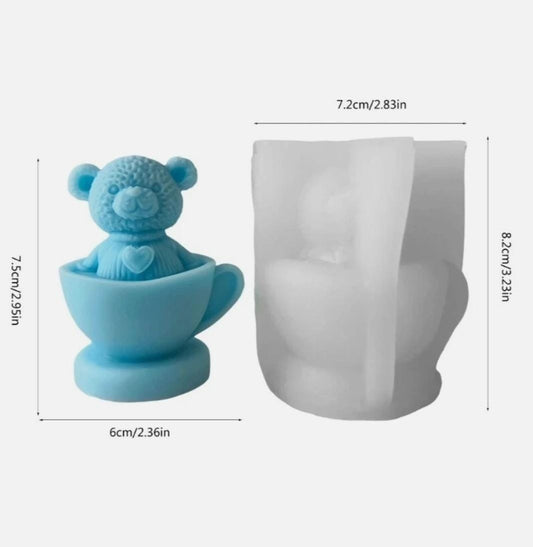 Lyba moulds Teddy Bear Teacup Candle Silicone Mould - Bakeware India