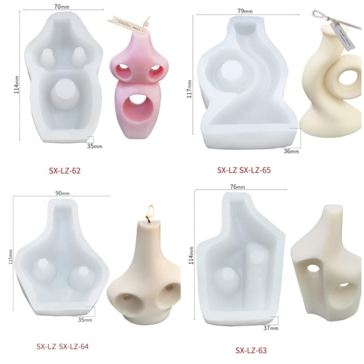 Lyba moulds Vase Abstract Design Candle Resin Concrete Silicone Mould - Bakeware India