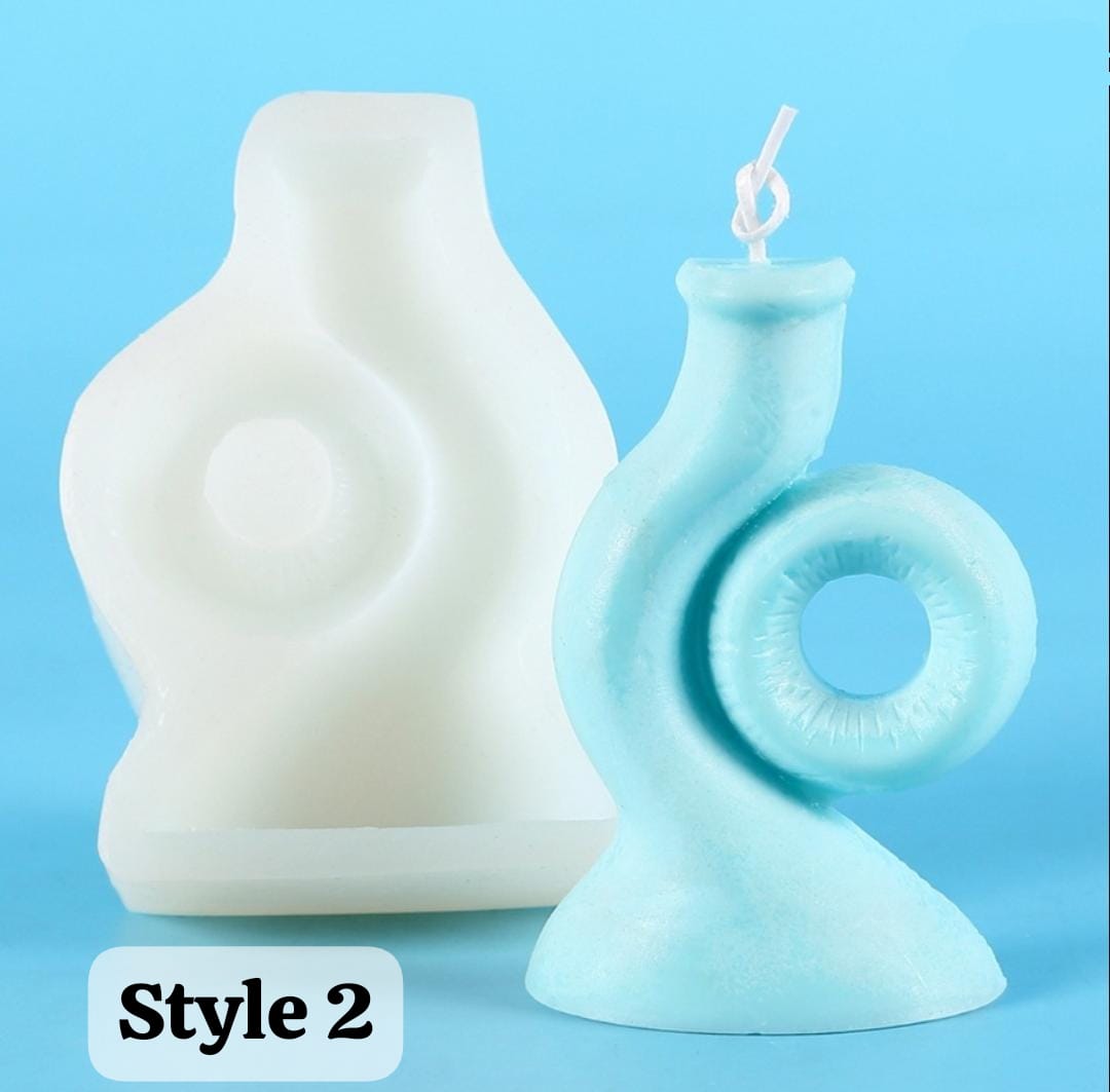 Lyba moulds Vase Abstract Design Candle Resin Concrete Silicone Mould - Bakeware India