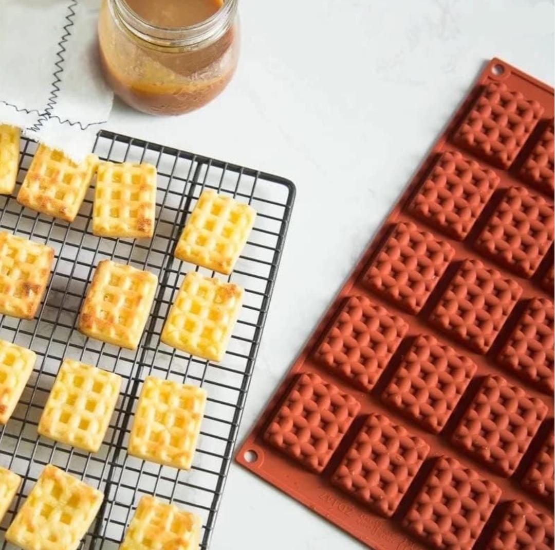 Lyba moulds Waffle Rectangle Cake Chocolate Candle Decoration Silicone Mould,20cavity - Bakeware India