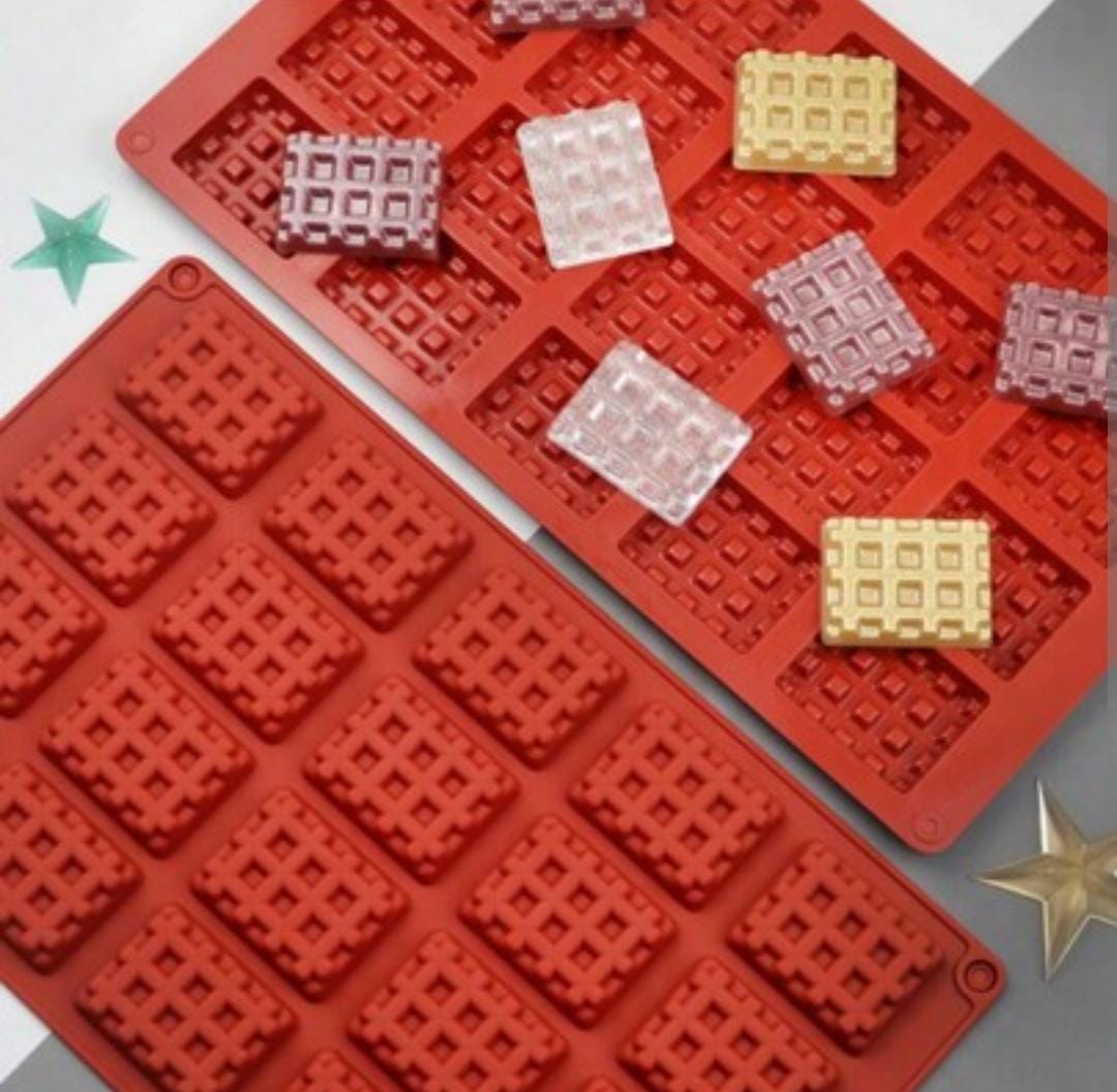 Lyba moulds Waffle Rectangle Cake Chocolate Candle Decoration Silicone Mould,20cavity - Bakeware India