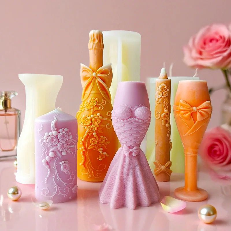 Lyba Moulds Wedding Bridal Series Champagne Bottle Goblet Mould Aromatherapy Candle Silicone Mould, ( select design) - Bakeware India