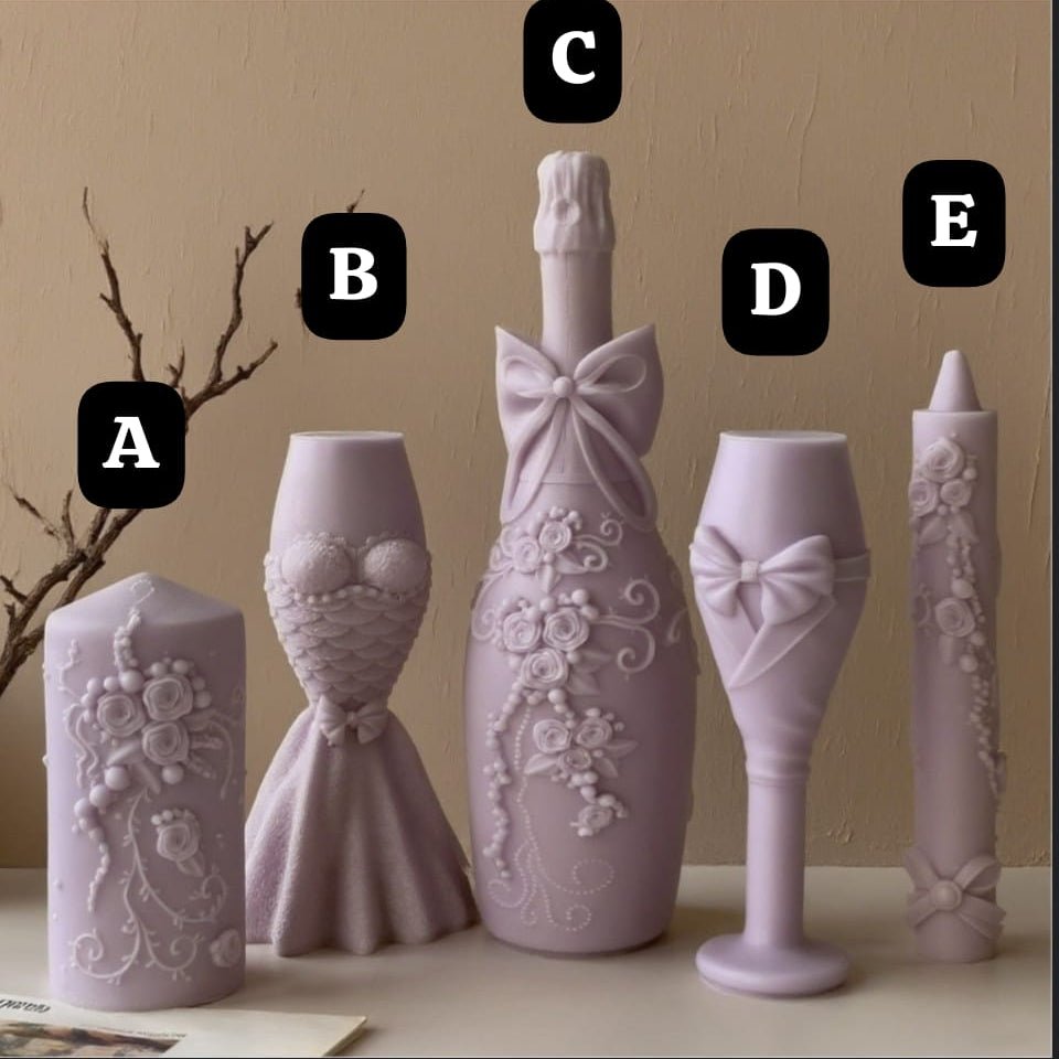 Lyba Moulds Wedding Bridal Series Champagne Bottle Goblet Mould Aromatherapy Candle Silicone Mould, ( select design) - Bakeware India
