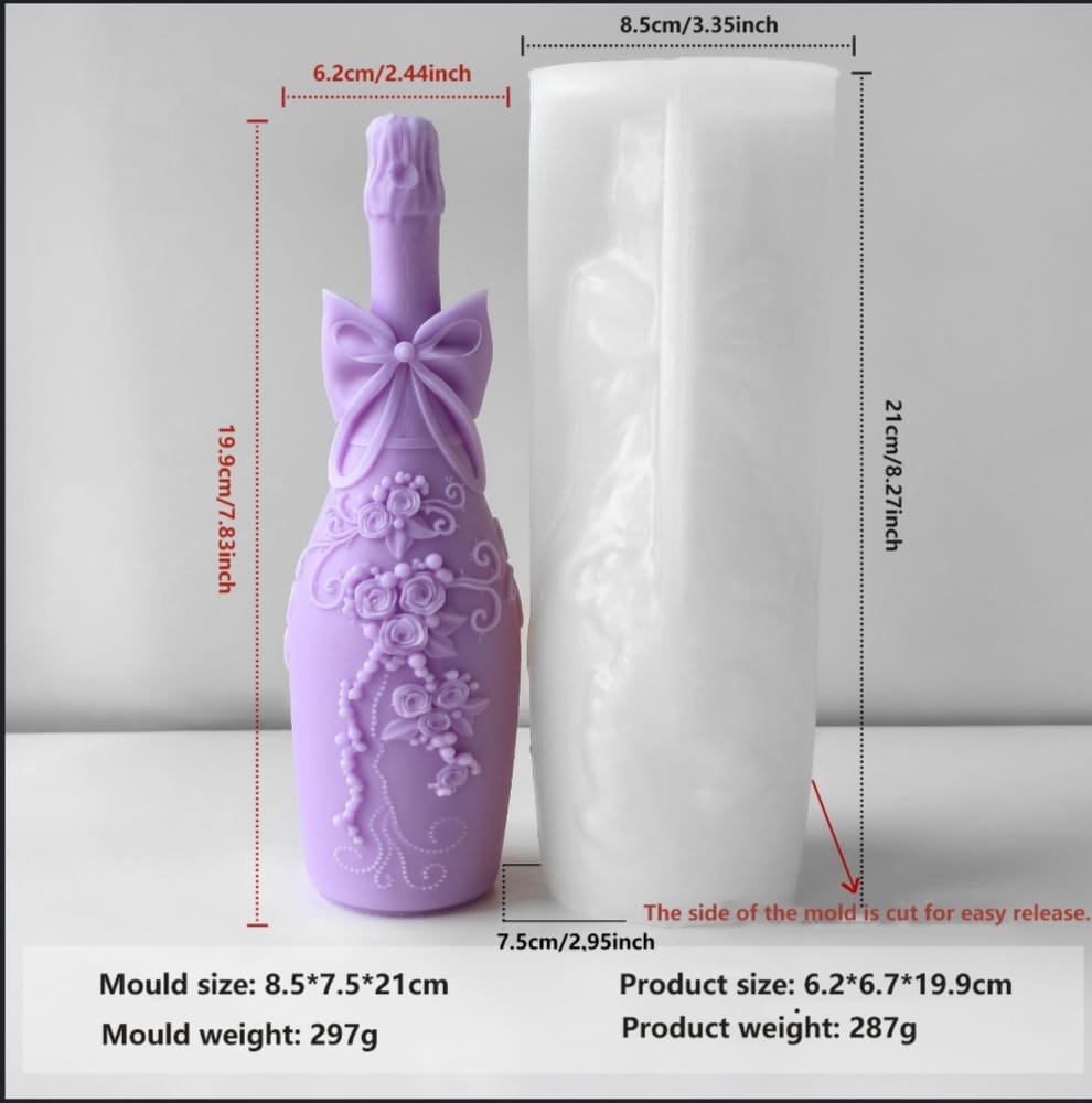 Lyba Moulds Wedding Bridal Series Champagne Bottle Goblet Mould Aromatherapy Candle Silicone Mould, ( select design) - Bakeware India