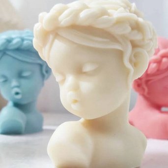 Lyba moulds Young girl head face hair wreath flower Silicone candle mould - Bakeware India