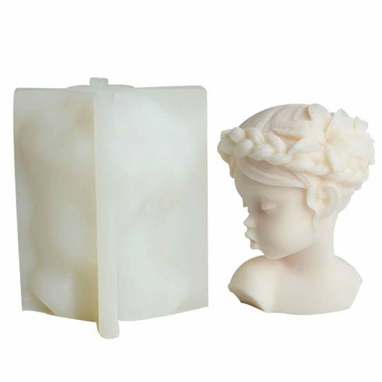 Lyba moulds Young girl head face hair wreath flower Silicone candle mould - Bakeware India