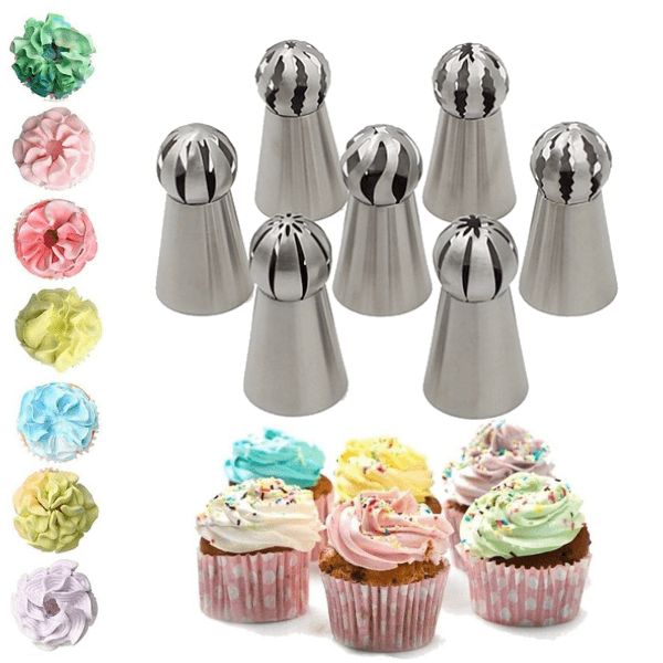 Russian spherical balloon icing nozzle set with piping bag and coupler 6pc set - Bakeware India