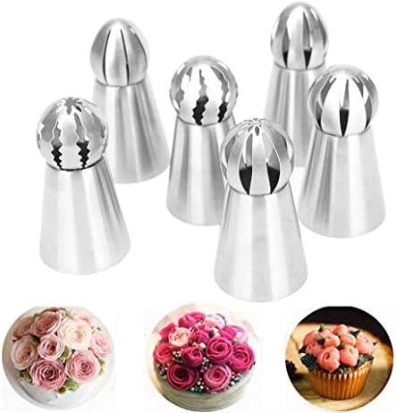 Russian spherical balloon icing nozzle set with piping bag and coupler 6pc set - Bakeware India