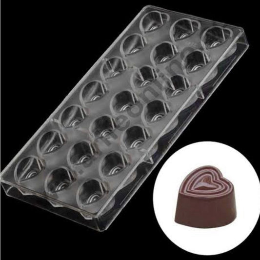 21 Cavities Heart Chocolate Polycarbonate Mould
