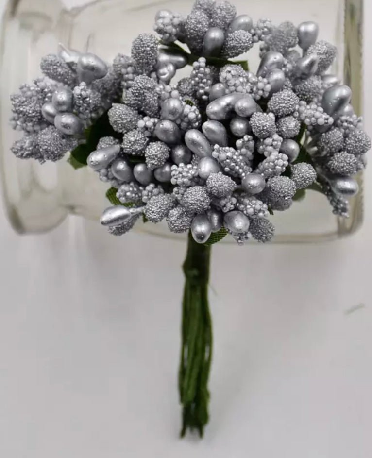 Artificial Flower Pollens  , Silver freeshipping - Bakewareindia