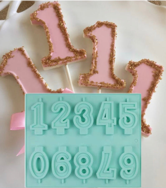 0-9 Number Candle Lollipop Chocolate Cake Silicone Mould