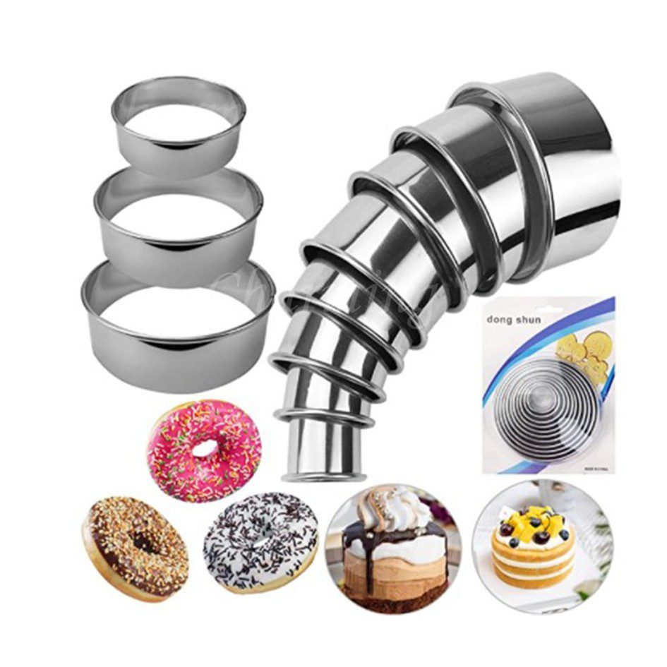 12 Pcs-Set Round Shape Stainless Steel Mousse Cake Ring Cutter ...