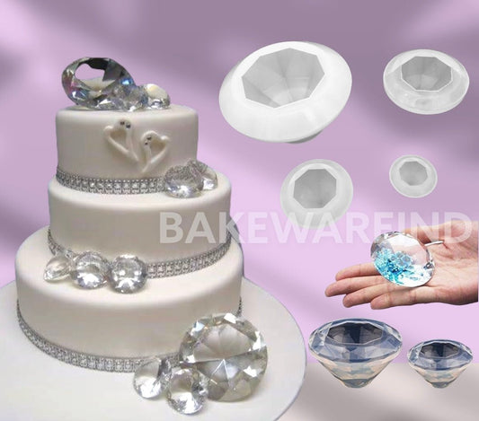 Bakewareind 3D Diamond Crystal Chocolate Planter Resin Silicone Mould 5pcs - Bakewareindia