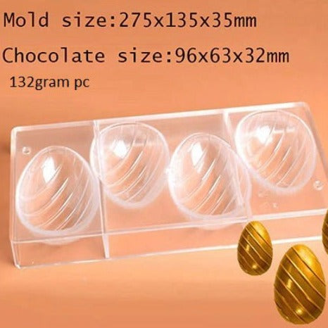 Bakewareind 3D LINE EGG Chocolate Polycarbonate Mould - Bakewareindia