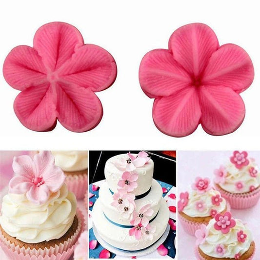 Bakewareind 3D Plum Petal Flower Veiner Fondant Silicone Cake Mould,2pc - Bakewareindia