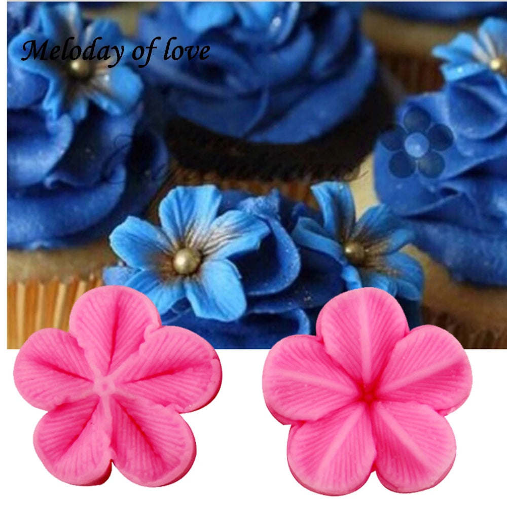 Bakewareind 3D Plum Petal Flower Veiner Fondant Silicone Cake Mould,2pc - Bakewareindia