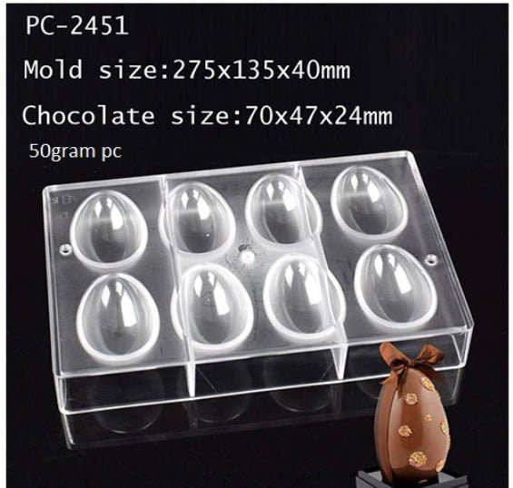 Bakewareind 3D SMOOTH EGG Chocolate Polycarbonate Mould - Bakewareindia