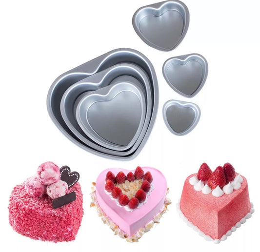 Bakewareind 3pcs heart aluminium pan set - Bakewareindia