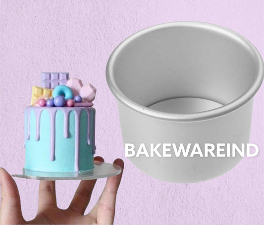 Bakewareind 3x4inch height Aluminum Deep Cake Round Pan - Bakewareindia