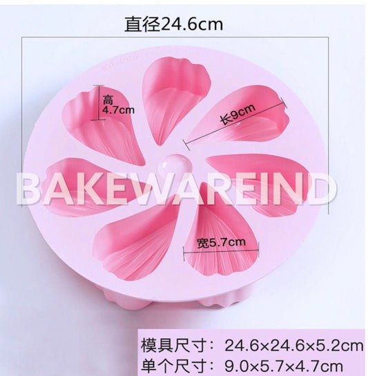 Bakewareind 7 Cavity Twisted Flower Cake Silicone Mould - Bakewareindia